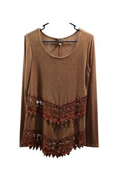 Gimmick BKE Tunic Top Waffle Crochet Whimsigoth Cottagecore Boho Lace Womens M